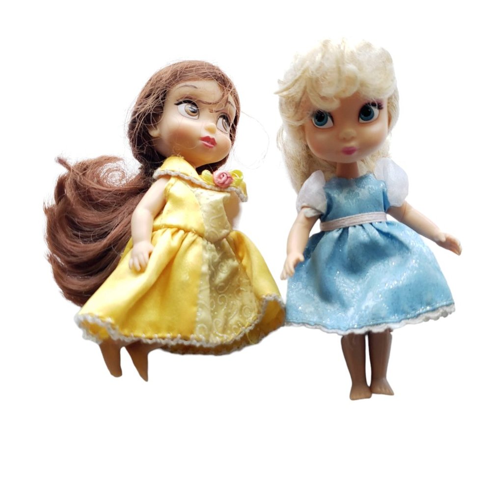 2 Disney Store Ltd Princess Mini 5"  Belle and Cinderella jointed dolls